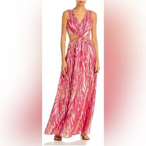 Ramy Brook Metallic Irene Pink Cutout Maxi Dress